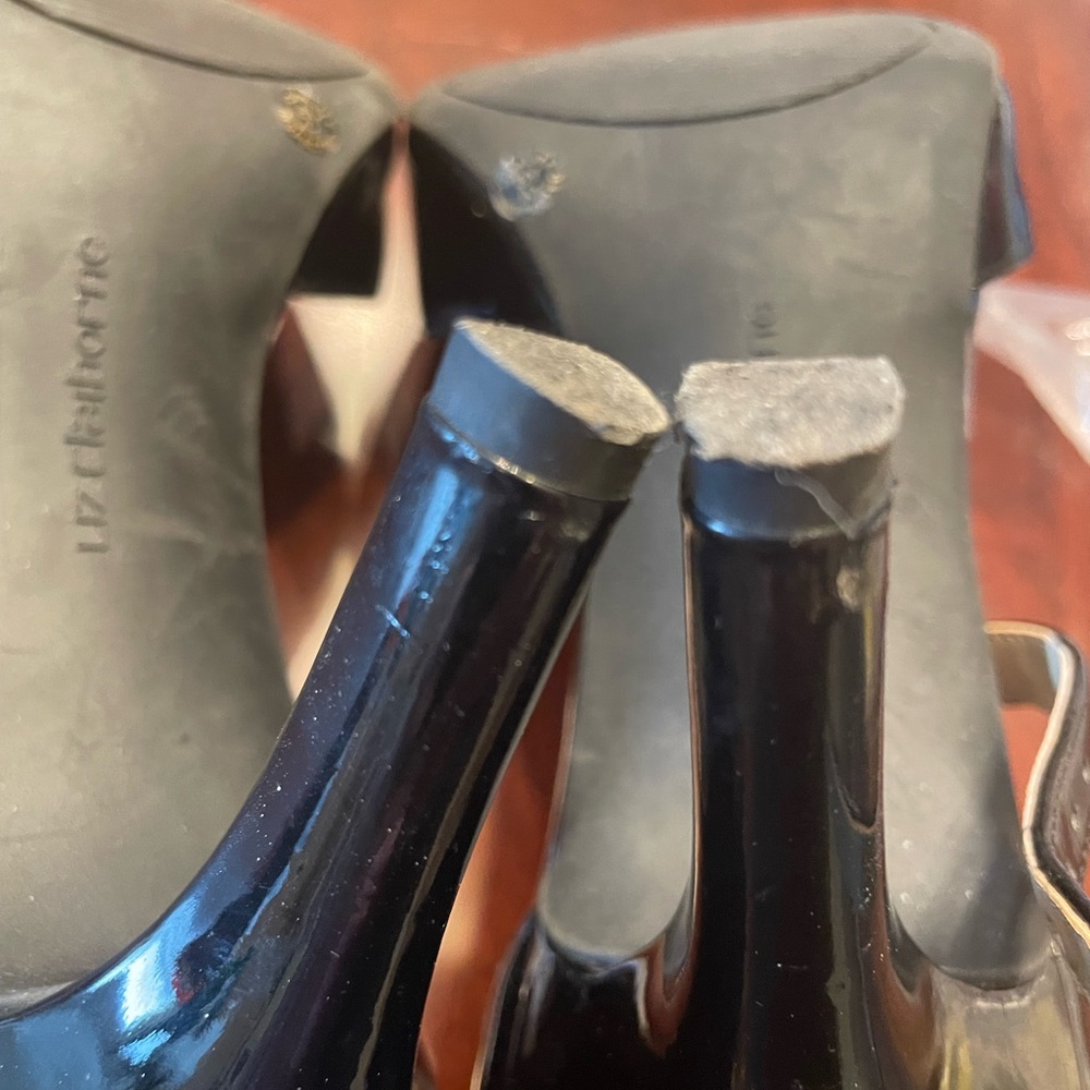 Liz Claiborne Black Patent Heels with Ankle Strap - Picture 4 of 5